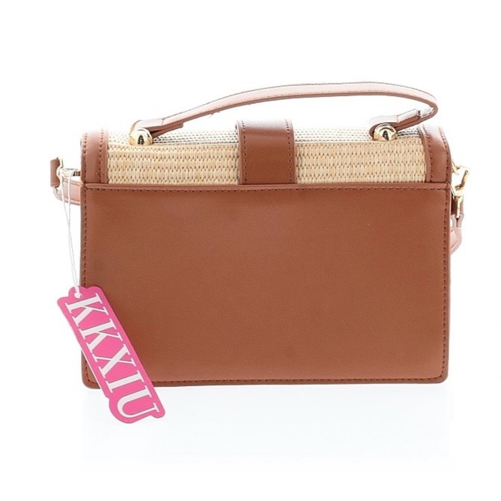NWT PU Leather and Straw Crossbody with Top Handle - Picture 2 of 5